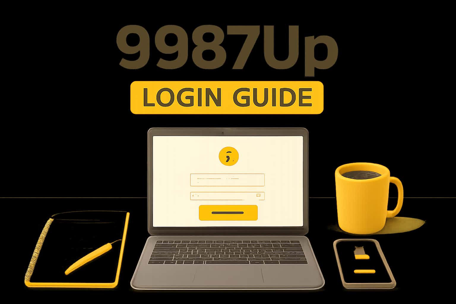 Informational scene illustrating the 9987Up Login Guide.