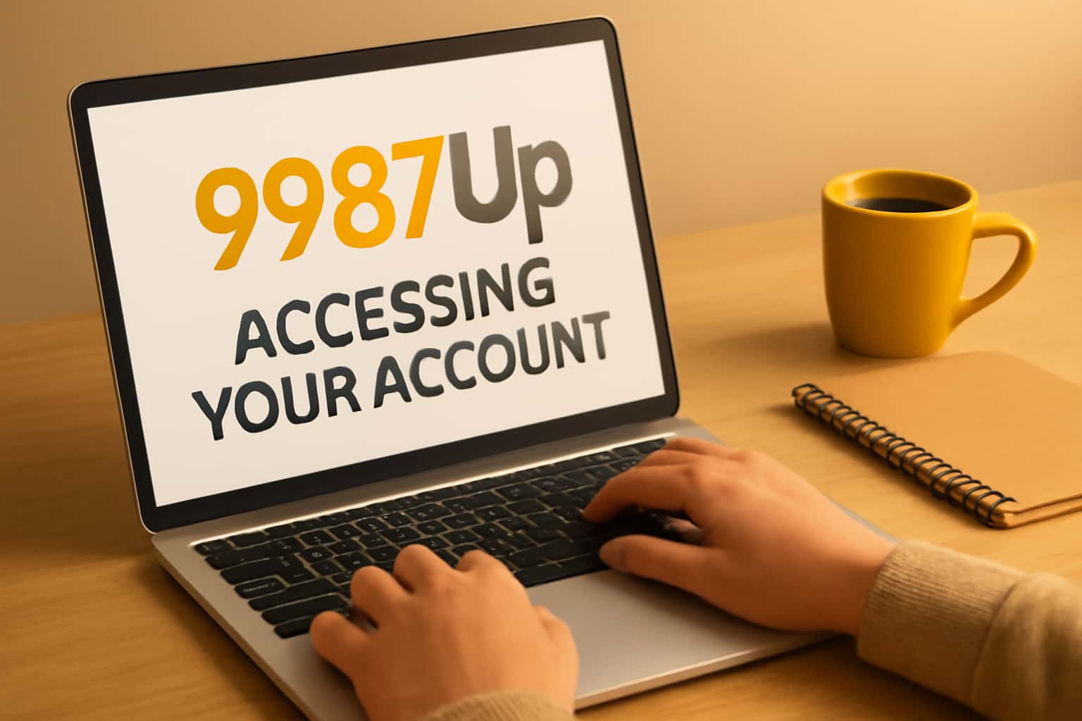An informative scene about accessing a 9987Up account, showcasing the text prominently against a high-tech background.