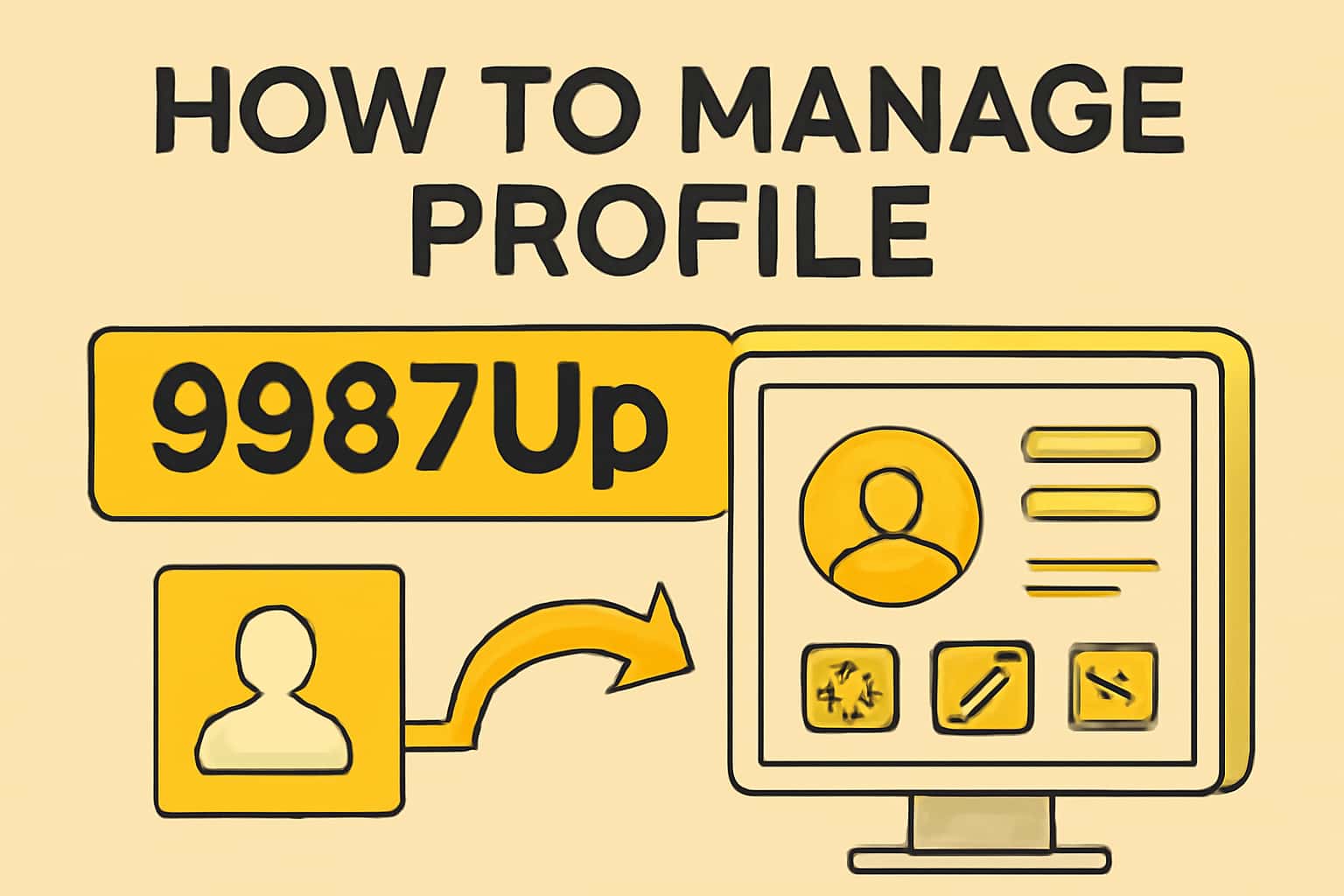 A high-quality informational image illustrating profile management for 9987Up.